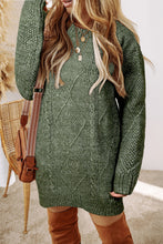 Load image into Gallery viewer, Mist Green Cable Knit Drop Shoulder Loose Fit Sweater Dress
