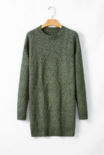 Load image into Gallery viewer, Mist Green Cable Knit Drop Shoulder Loose Fit Sweater Dress
