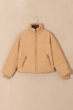 Load image into Gallery viewer, Brown Zip Up Pocketed Puffer Jacket
