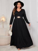 Load image into Gallery viewer, Honey Plus Size Cutout V-Neck Long Sleeve Maxi Dress
