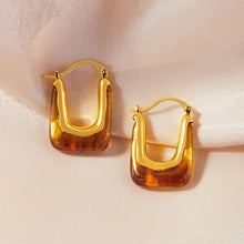 Load image into Gallery viewer, Resin Copper U Shape Earrings
