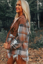 Load image into Gallery viewer, Cinnamon Plaid Corduroy Patchwork Chest Pocket Shacket
