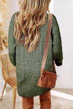 Load image into Gallery viewer, Mist Green Cable Knit Drop Shoulder Loose Fit Sweater Dress
