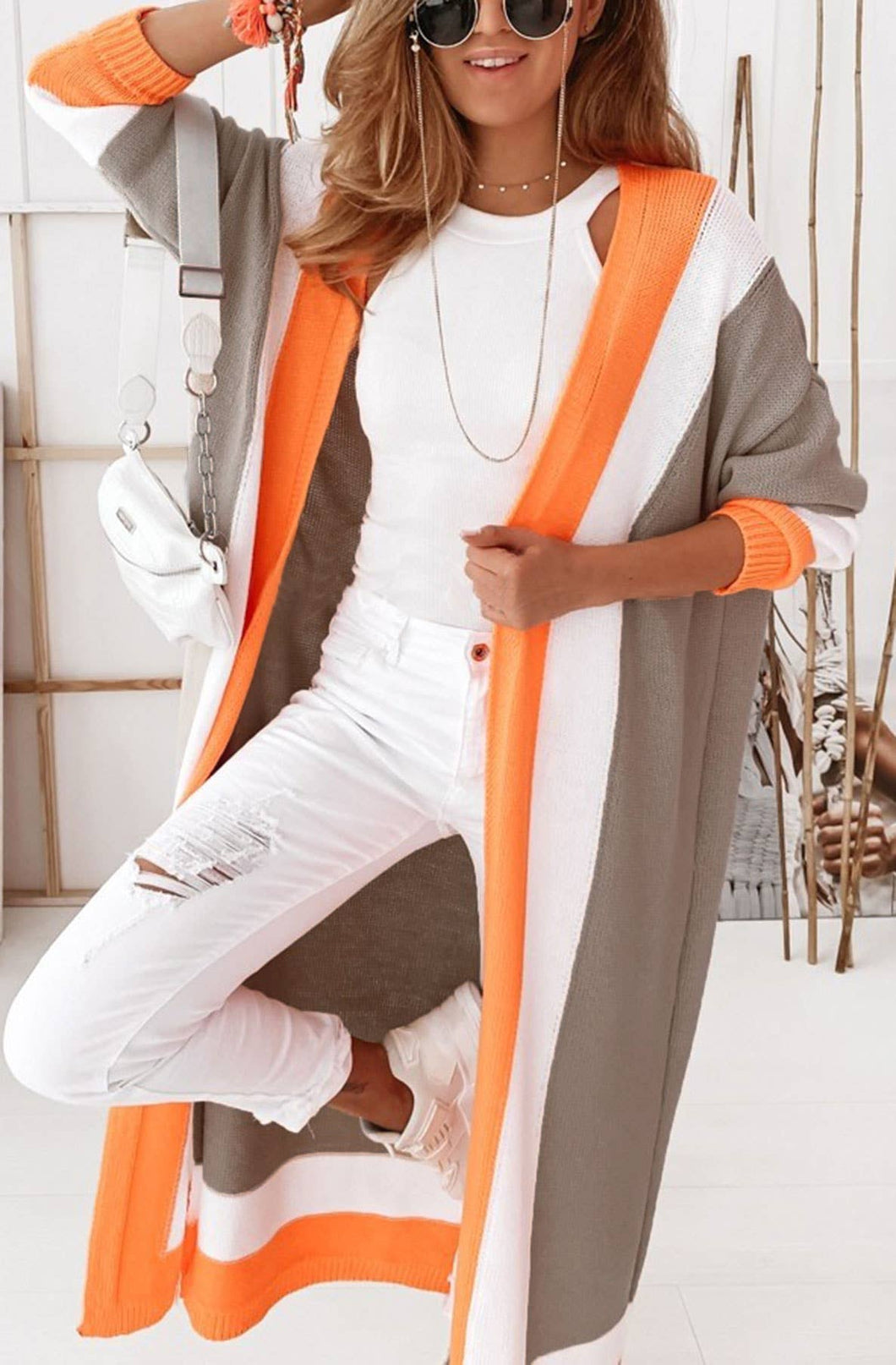 Cersei Contrast Longline Knitted Cardigan