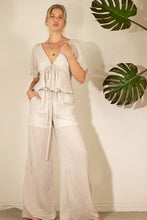 Load image into Gallery viewer, CROP TOP RUFFLE SHORT SLEEVE LONG PANTS SET
